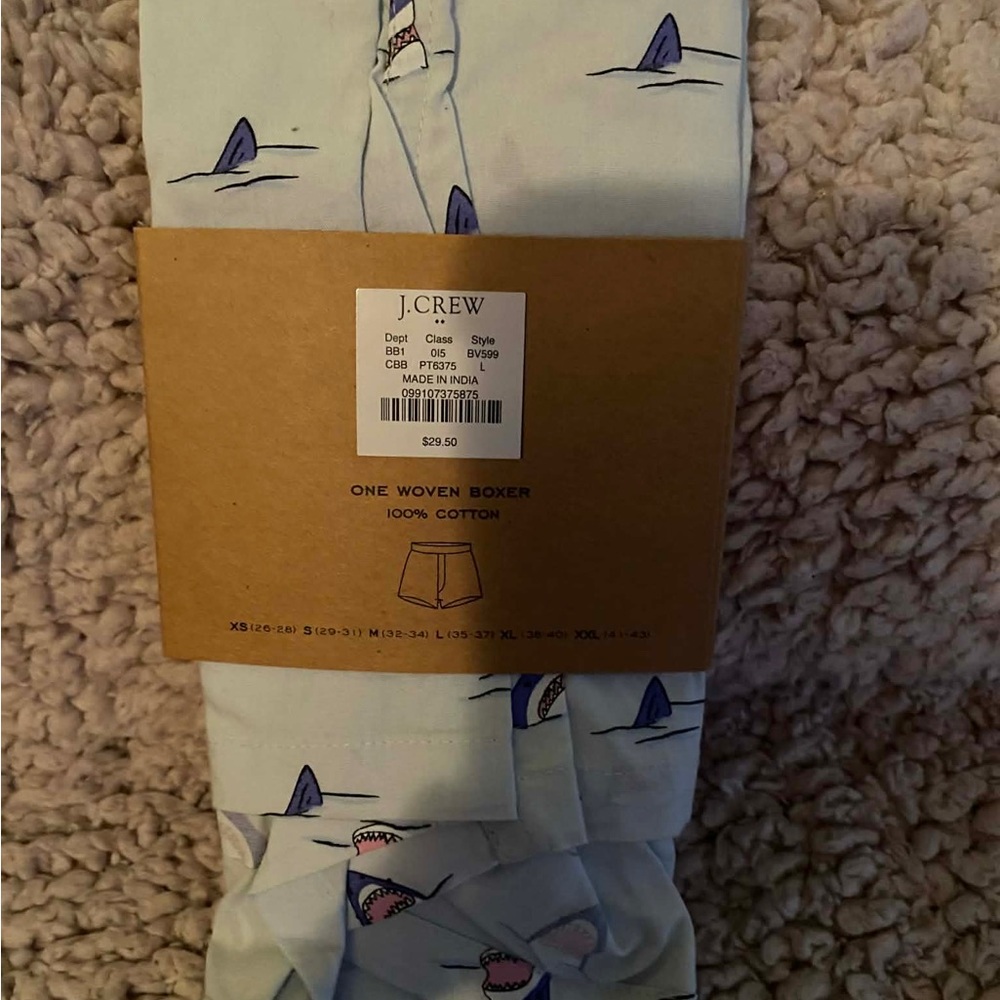 J. Crew Shark Print Light Blue Boxers - Picture 2 of 2